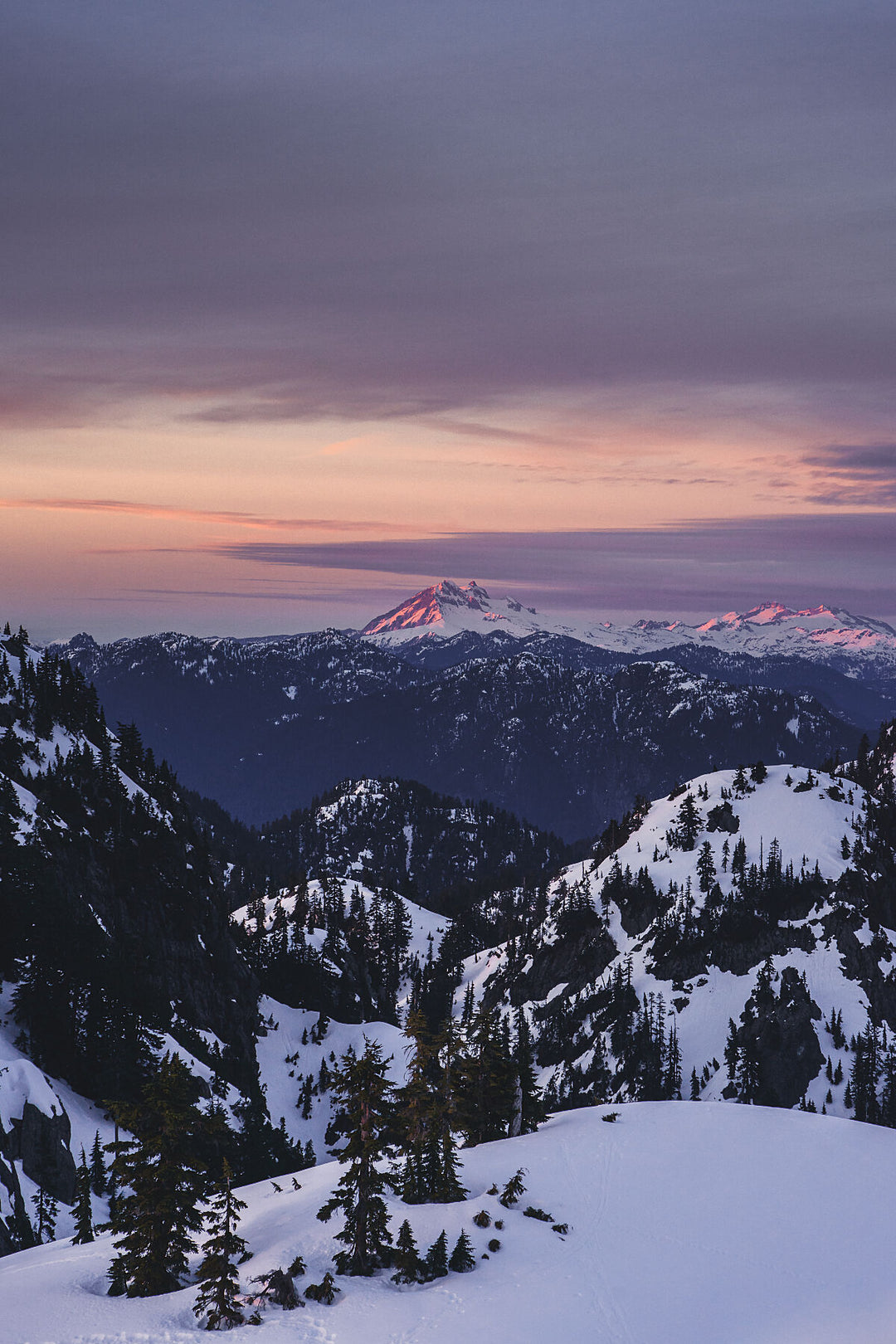 Snowy Mountain Sunset in Vancouver | Alpenglow by Richard Lam Studio