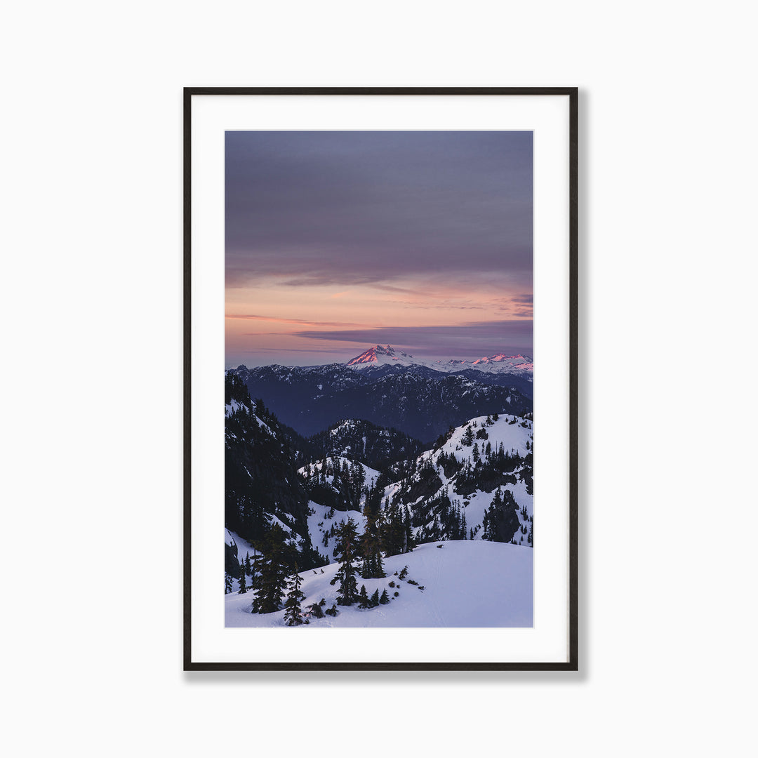 Alpenglow by Richard Lam Studio | Framed Giclee Print of a Snowy Mountain Sunset in Vancouver