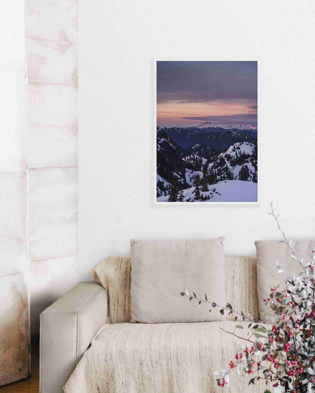 Framed Giclee Print | Alpenglow by Richard Lam Studio - White Frame in Modern Living Room
