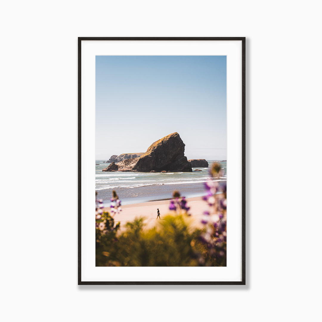 Beachcomber by Richard Lam Studio | Framed Giclee Print of Person Walking the Beach on Oregon Coast