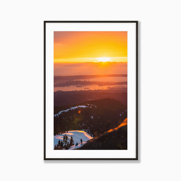 City From The Summit by Richard Lam Studio | Framed Giclee Print of a Mountain Sunset in Vancouver, British Columbia