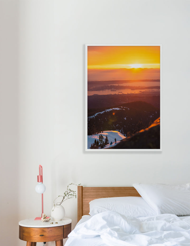 Framed Giclee Print | City From The Summit by Richard Lam Studio - White Frame in Neutral Bedroom