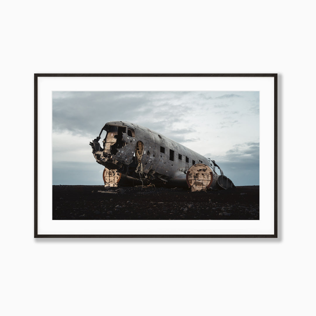 Crash Landing by Richard Lam Studio | Framed Giclee Print of Plane Wreck in South Iceland