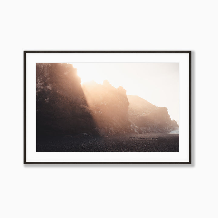 Daybreak by Richard Lam Studio | Framed Giclee Print of Sun on Black Sand Beach in Iceland