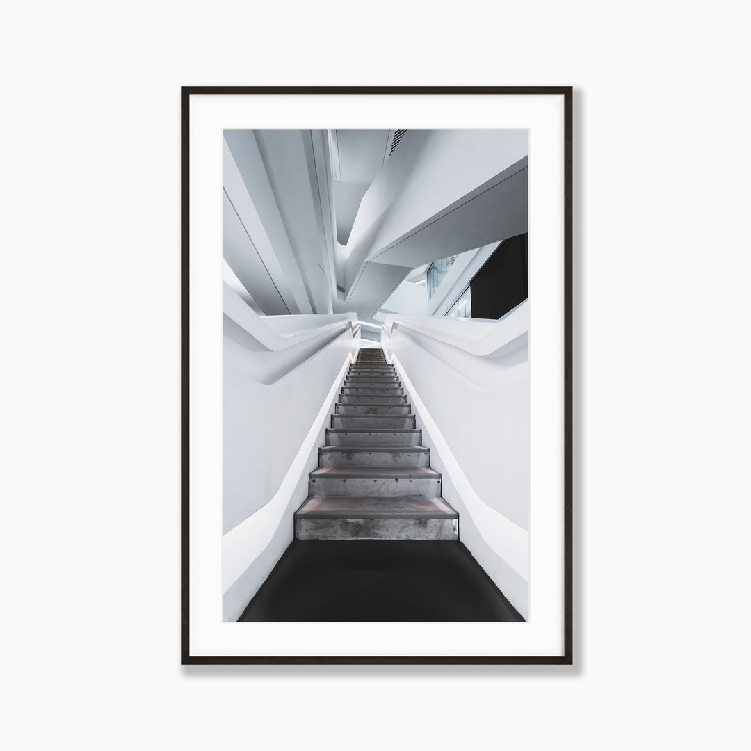Future Flow by Richard Lam Studio | Framed Giclee Print of a White Staircase in Hong Kong