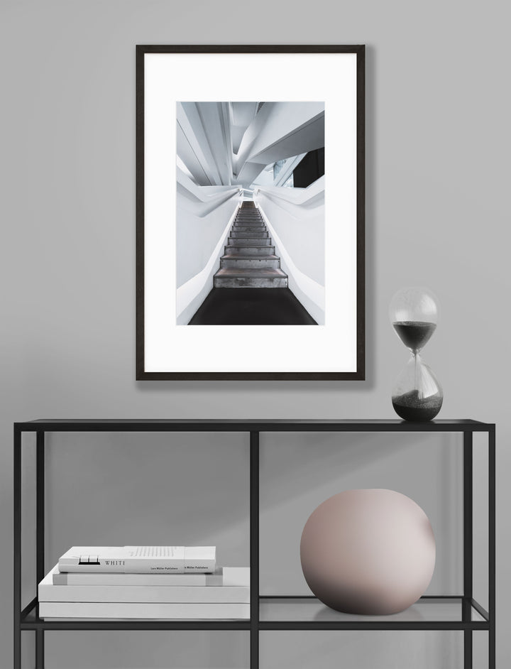 Framed Giclee Print | Future Flow by Richard Lam Studio - Black Frame with Mat in Aesthetic Living Room