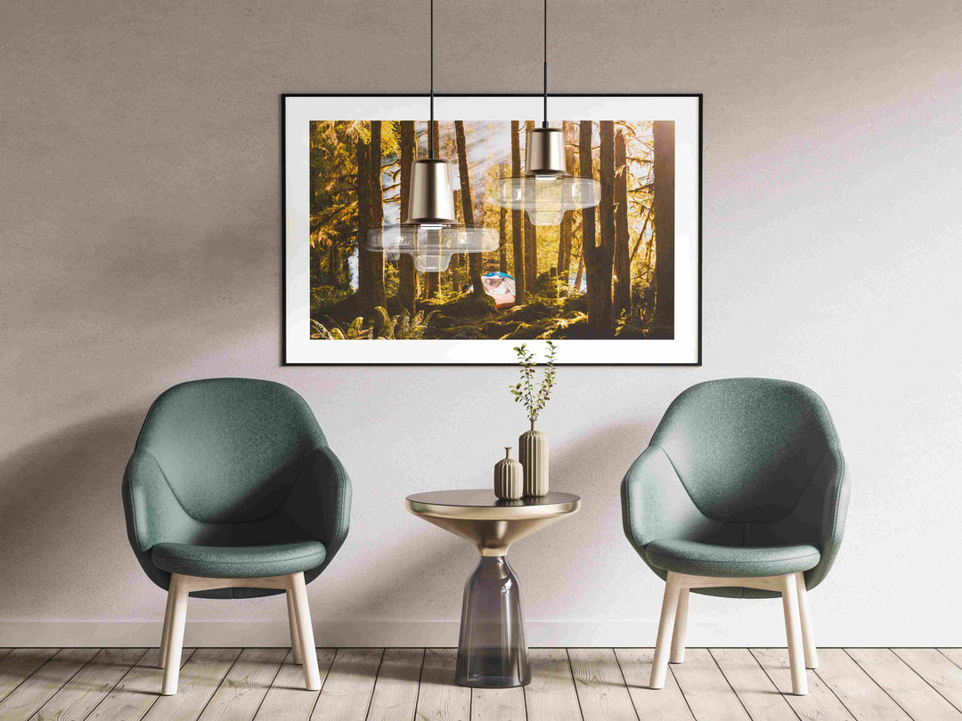 Framed Giclee Print | Golden Rays by Richard Lam Studio - Black Frame with Mat in Aesthetic Office Space
