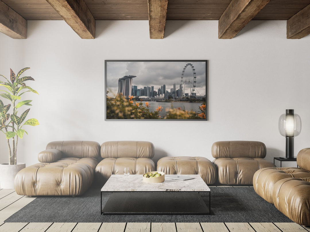 Framed Giclee Print | Lion City by Richard Lam Studio - Grey Frame in Stylish Living Room