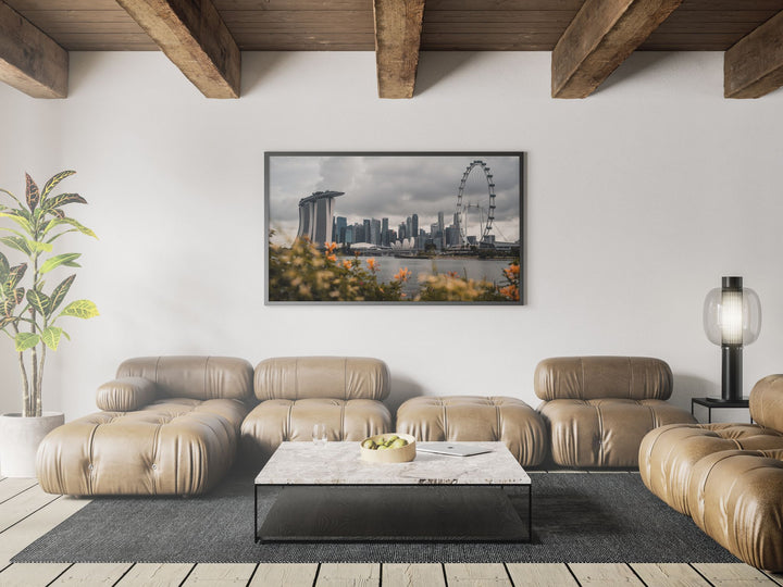 Framed Giclee Print | Lion City by Richard Lam Studio - Grey Frame in Stylish Living Room