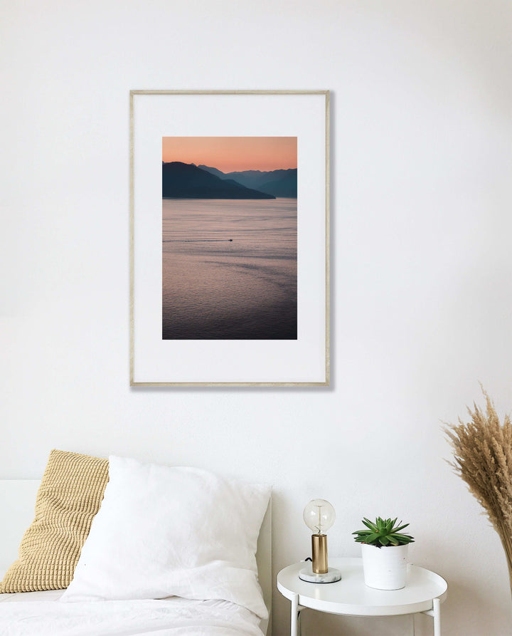 Framed Giclee Print | Slow Living by Richard Lam Studio - Tan Frame in White Bedroom