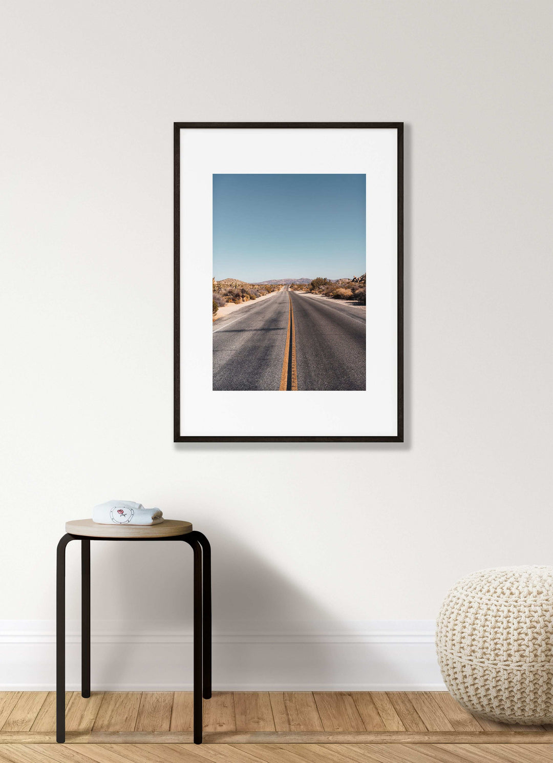 Framed Giclee Print | The Open Road by Richard Lam Studio - Black Frame with Mat in Modern Hallway