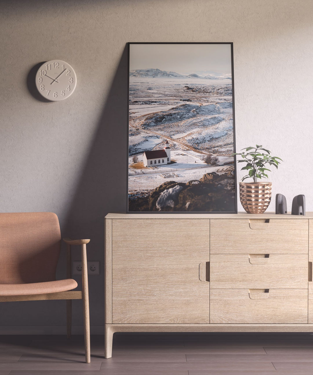 Framed Giclee Print | Three Wishes by Richard Lam Studio - Black Frame in Aesthetic Living Space