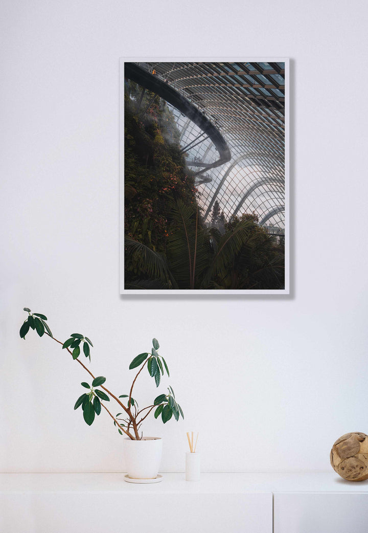 Framed Giclee Print | Urban Flora by Richard Lam Studio - White Frame in White Hallway
